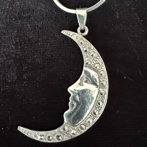 Vintage Sterling Silver waxing moon pendant